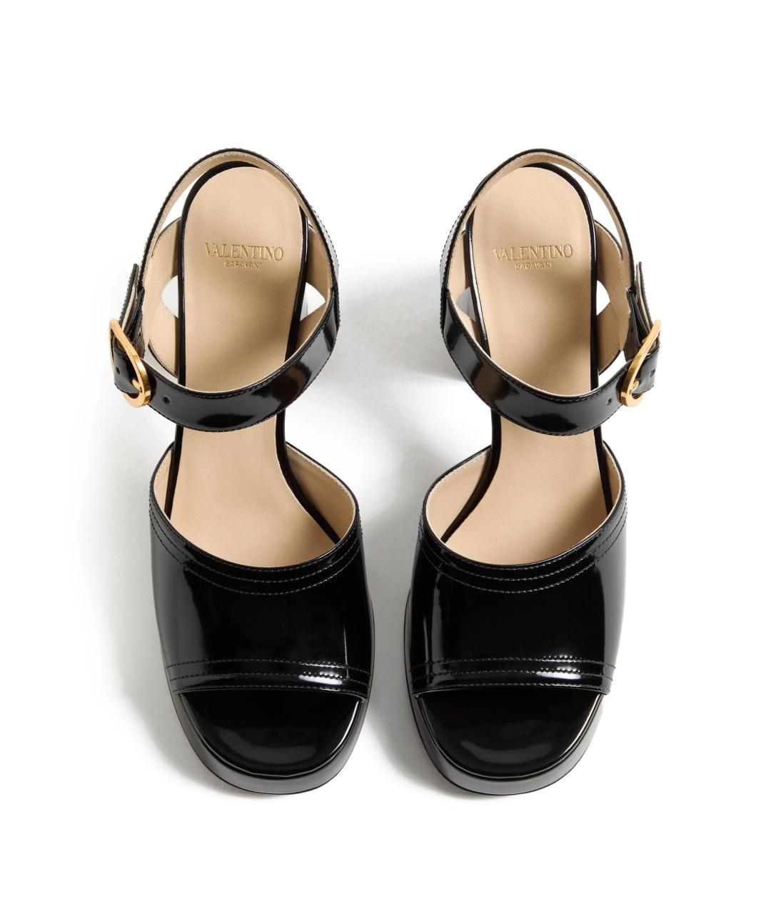 VALENTINO Черные босоножки из лакированной кожи, фото 4