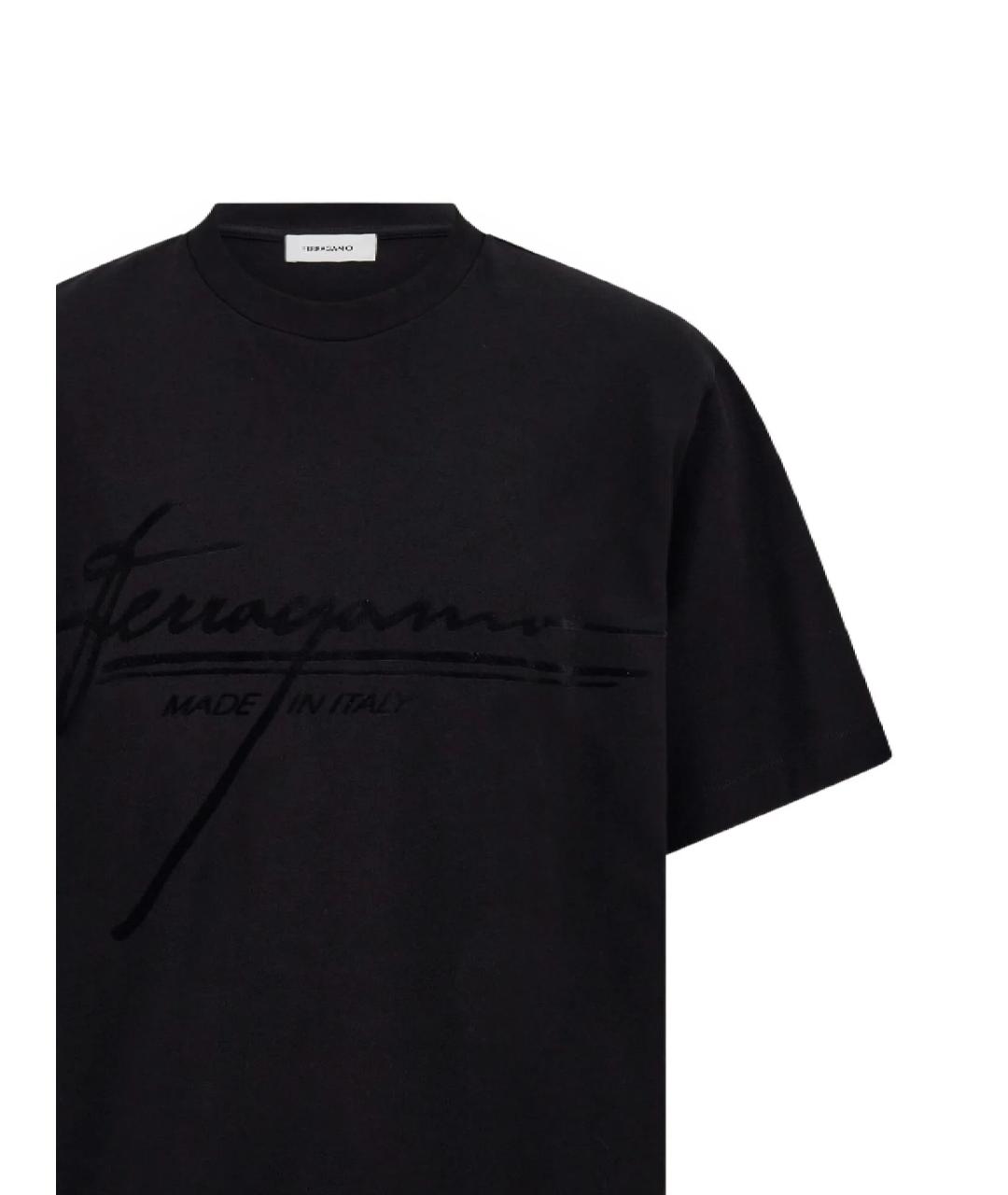 FERRAGAMO Черная хлопковая футболка, фото 2