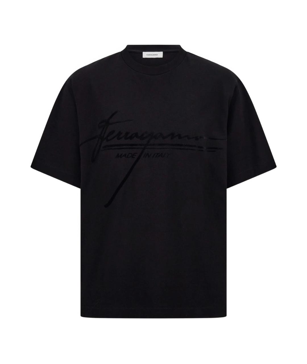 FERRAGAMO Черная хлопковая футболка, фото 1