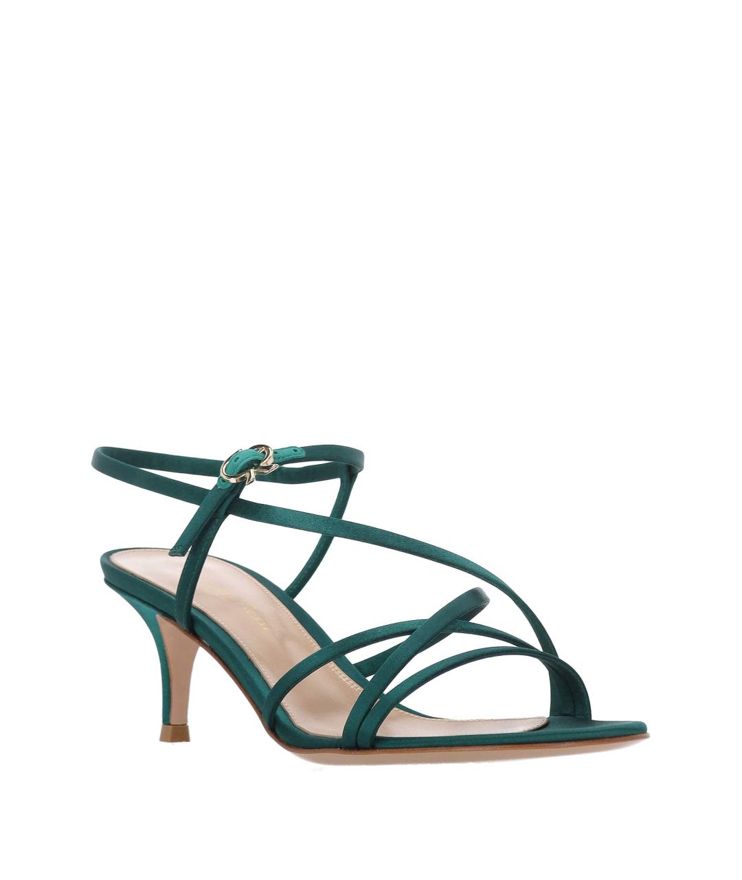 GIANVITO ROSSI Зеленые текстильные босоножки, фото 2