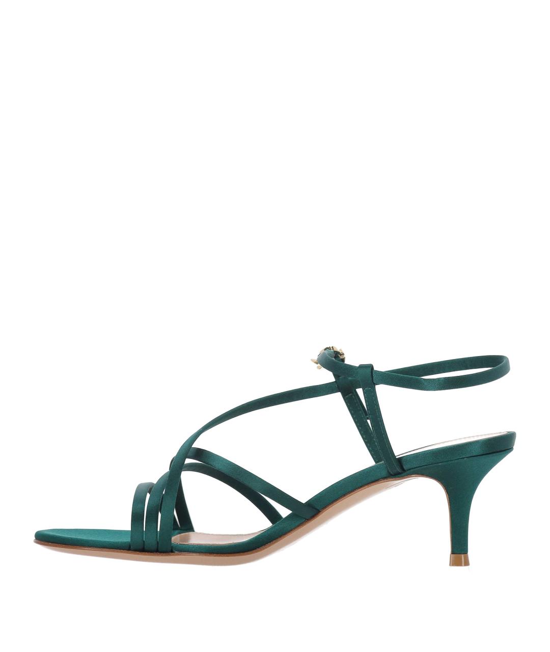 GIANVITO ROSSI Зеленые текстильные босоножки, фото 3