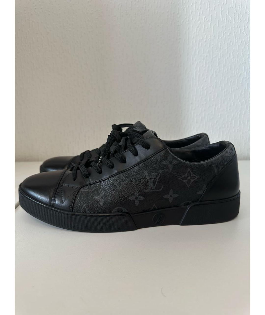 LOUIS VUITTON Темно-синие низкие кроссовки / кеды из искусственной кожи, фото 3