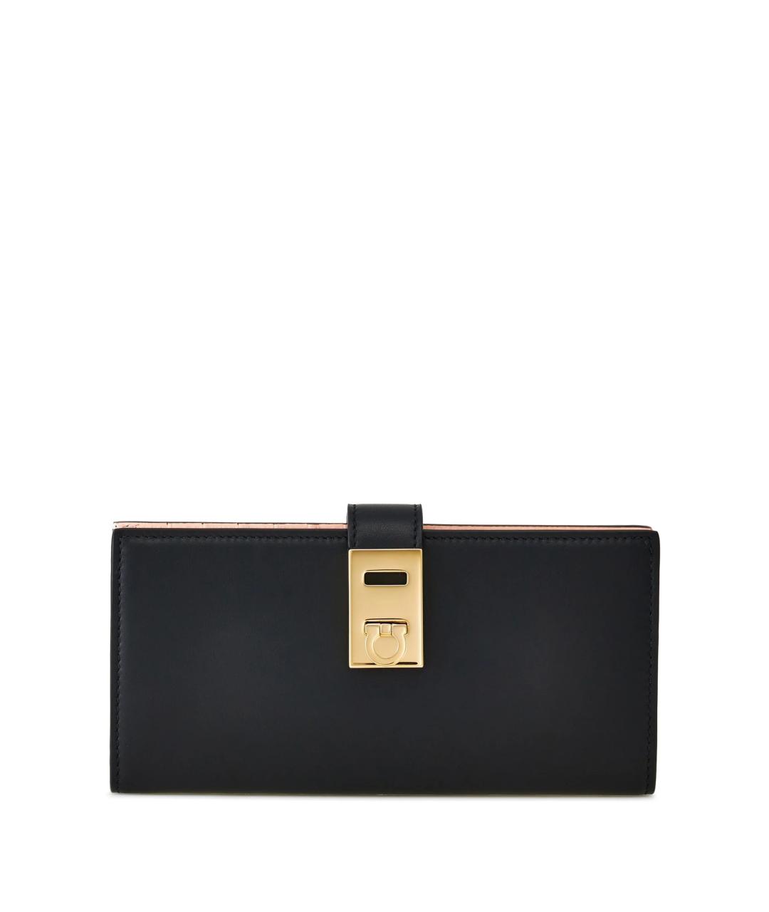 FERRAGAMO Черный кожаный кошелек, фото 1