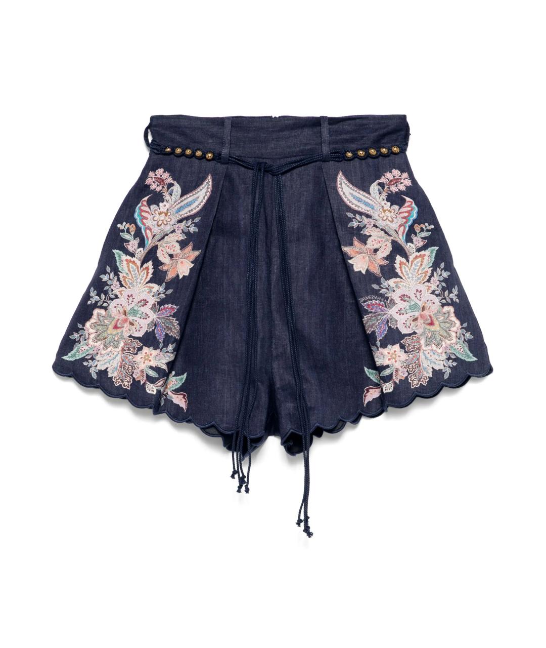ZIMMERMANN Синие льняные шорты, фото 1