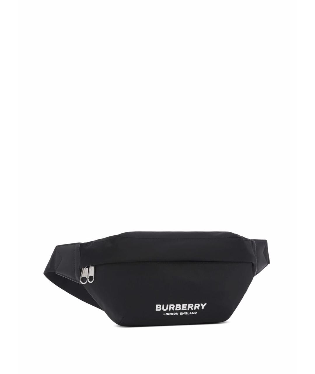 BURBERRY Черная синтетическая поясная сумка, фото 2