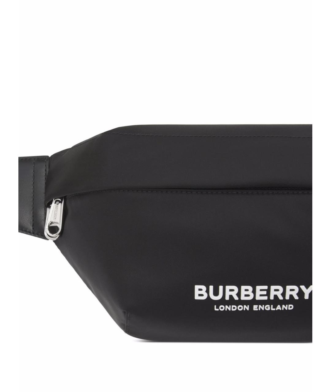 BURBERRY Черная синтетическая поясная сумка, фото 4