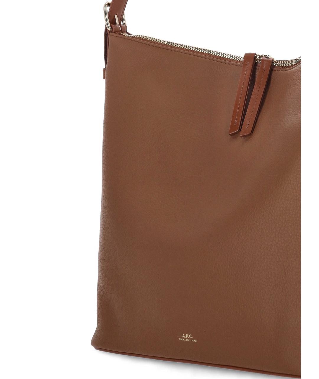 A.P.C. Коричневая кожаная сумка через плечо, фото 4