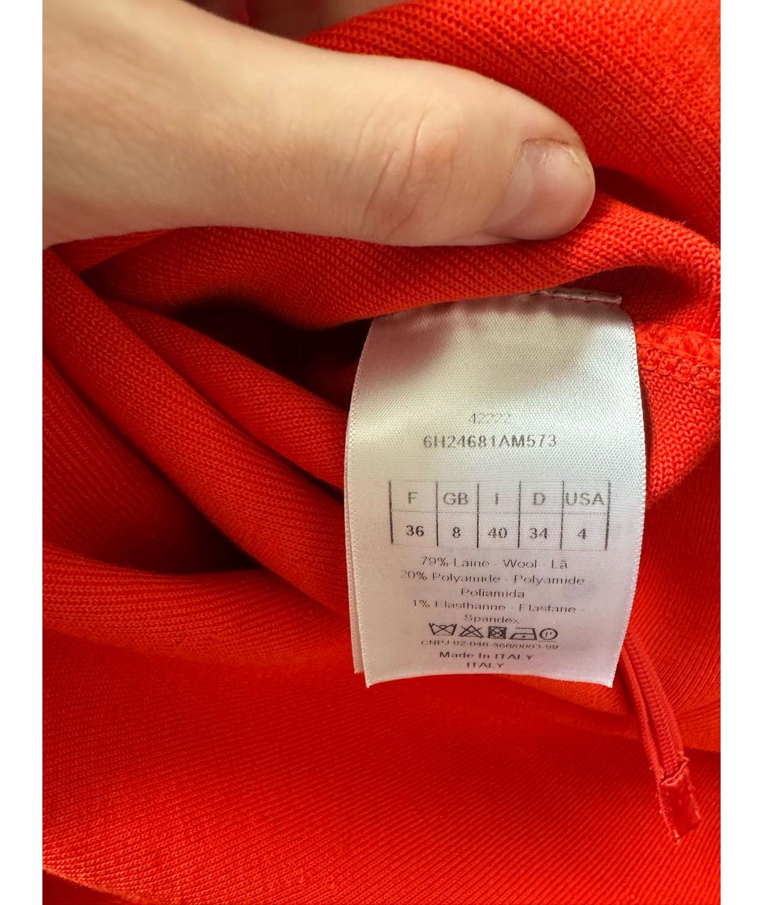 CHRISTIAN DIOR Оранжевое шерстяное повседневное платье, фото 5
