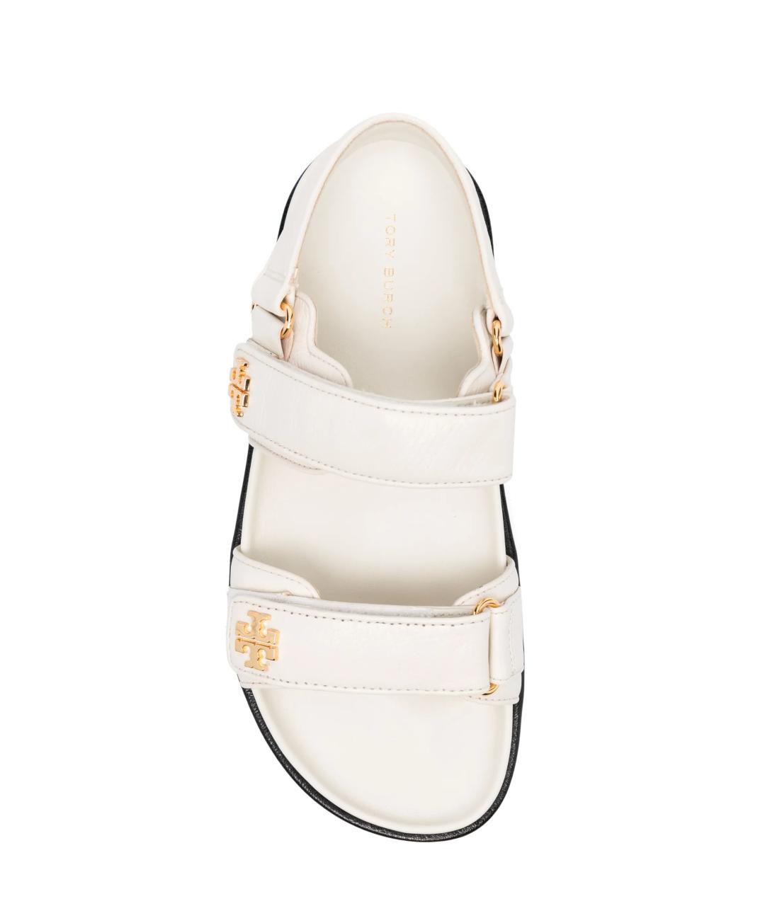 TORY BURCH Белые кожаные сандалии, фото 4