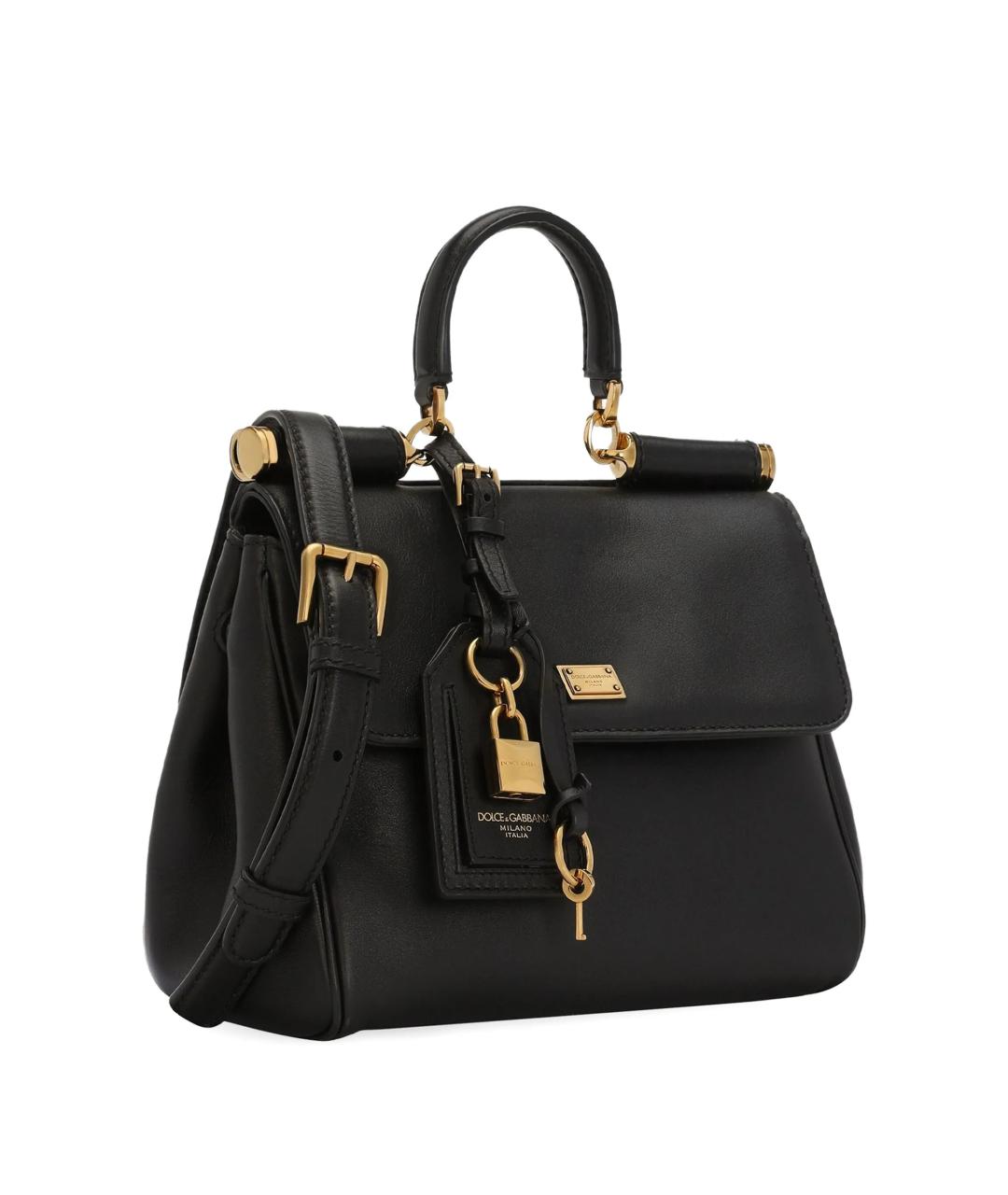 DOLCE&GABBANA Черная кожаная сумка с короткими ручками, фото 2