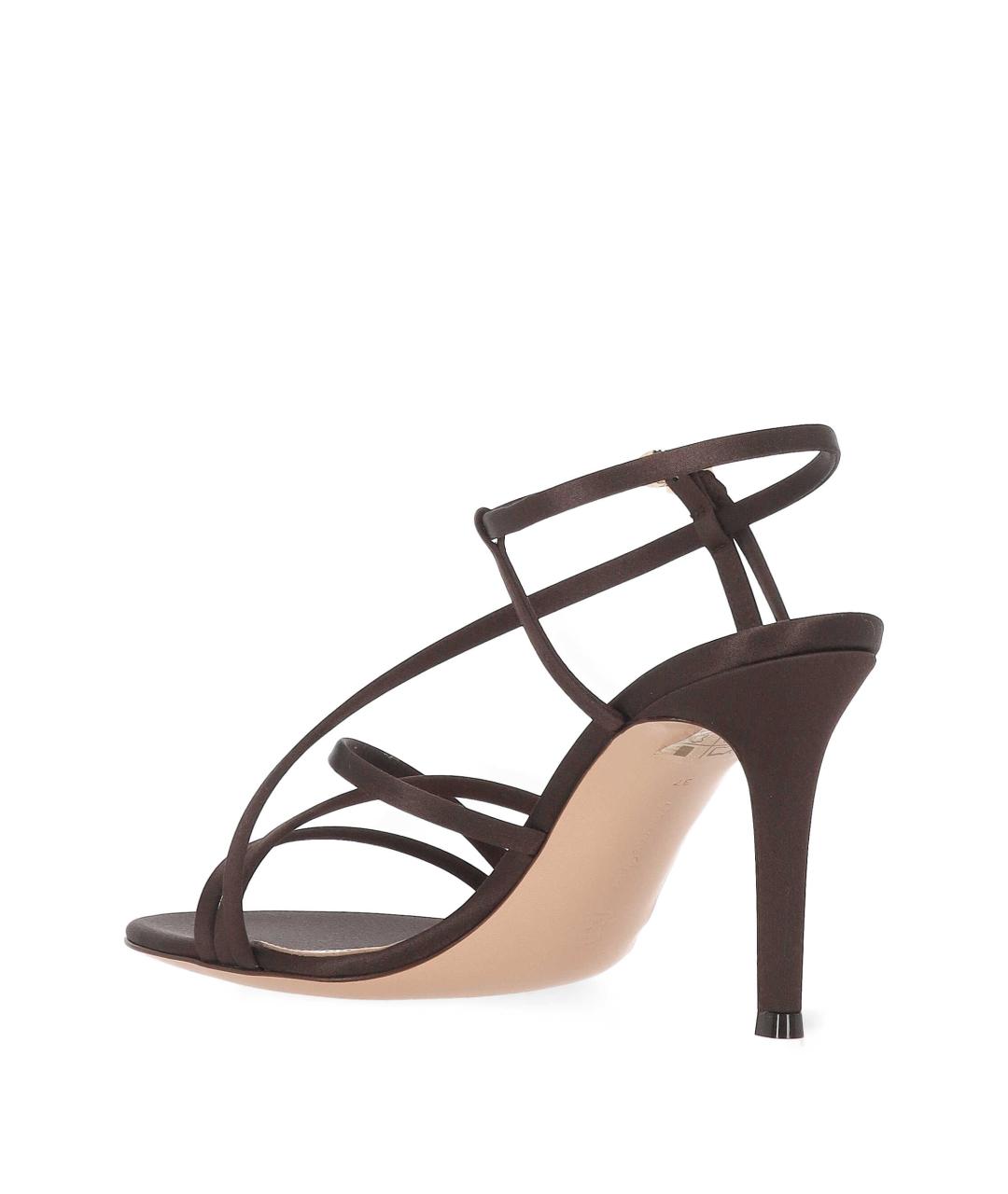 GIANVITO ROSSI Коричневые текстильные босоножки, фото 3