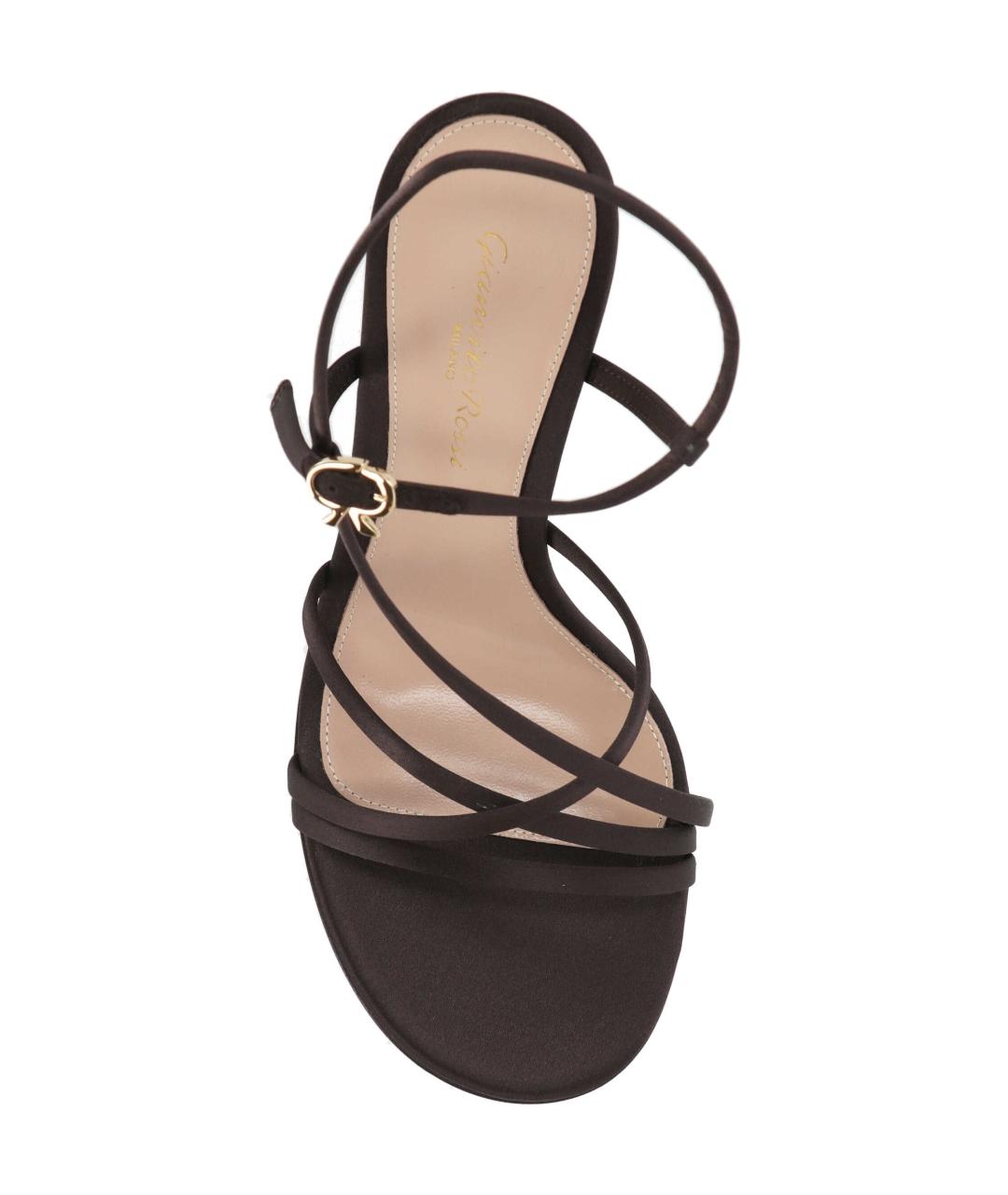GIANVITO ROSSI Коричневые текстильные босоножки, фото 4