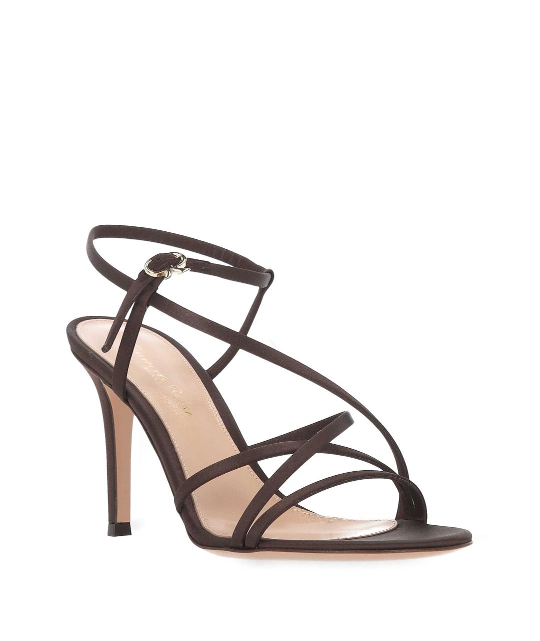 GIANVITO ROSSI Коричневые текстильные босоножки, фото 2
