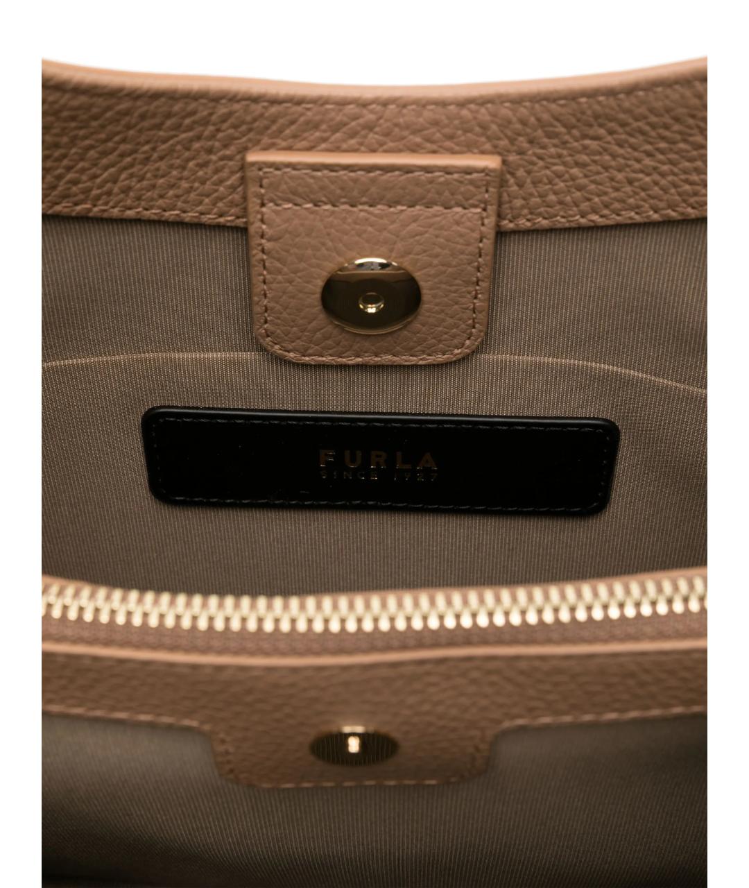 FURLA Бежевая кожаная сумка через плечо, фото 4