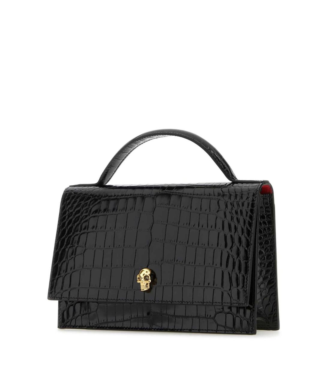 ALEXANDER MCQUEEN Черная сумка с короткими ручками из лакированной кожи, фото 2