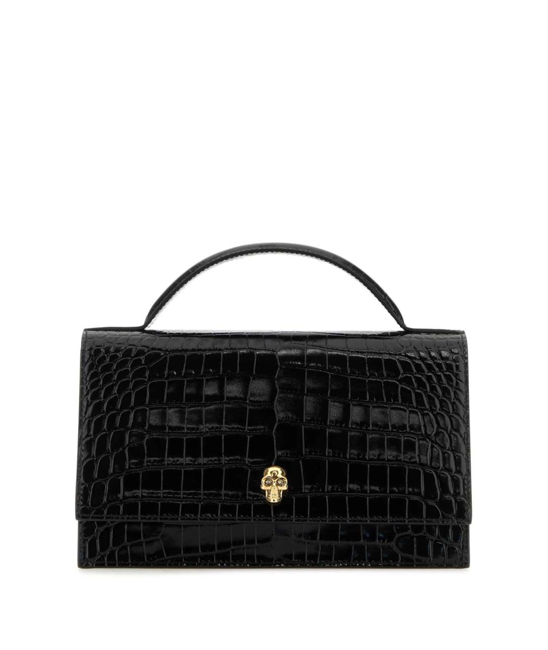 ALEXANDER MCQUEEN Черная сумка с короткими ручками из лакированной кожи, фото 1