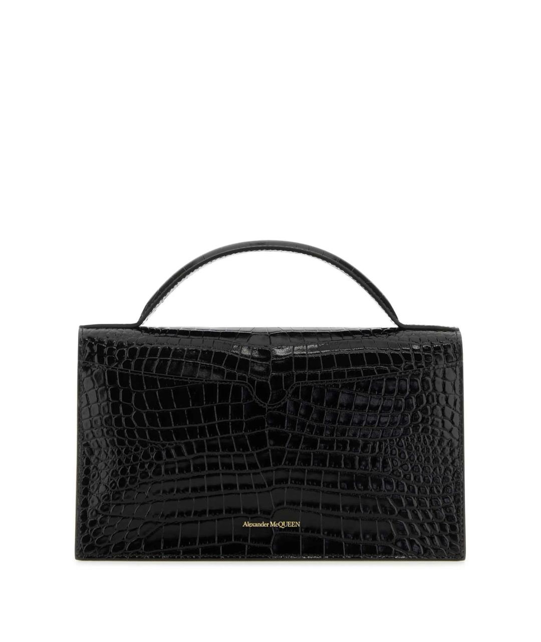 ALEXANDER MCQUEEN Черная сумка с короткими ручками из лакированной кожи, фото 3