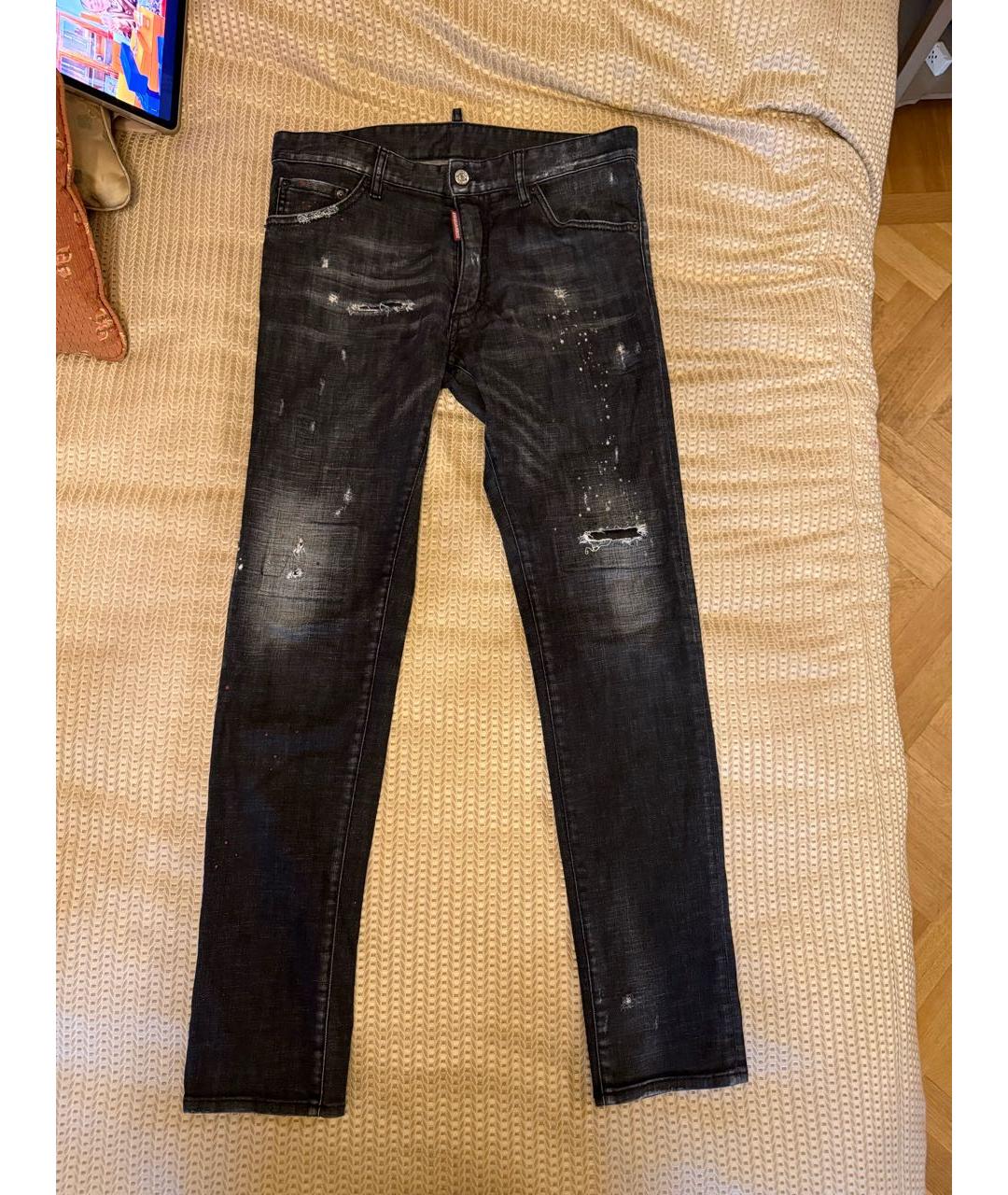 DSQUARED2 Черные хлопко-эластановые джинсы скинни, фото 9