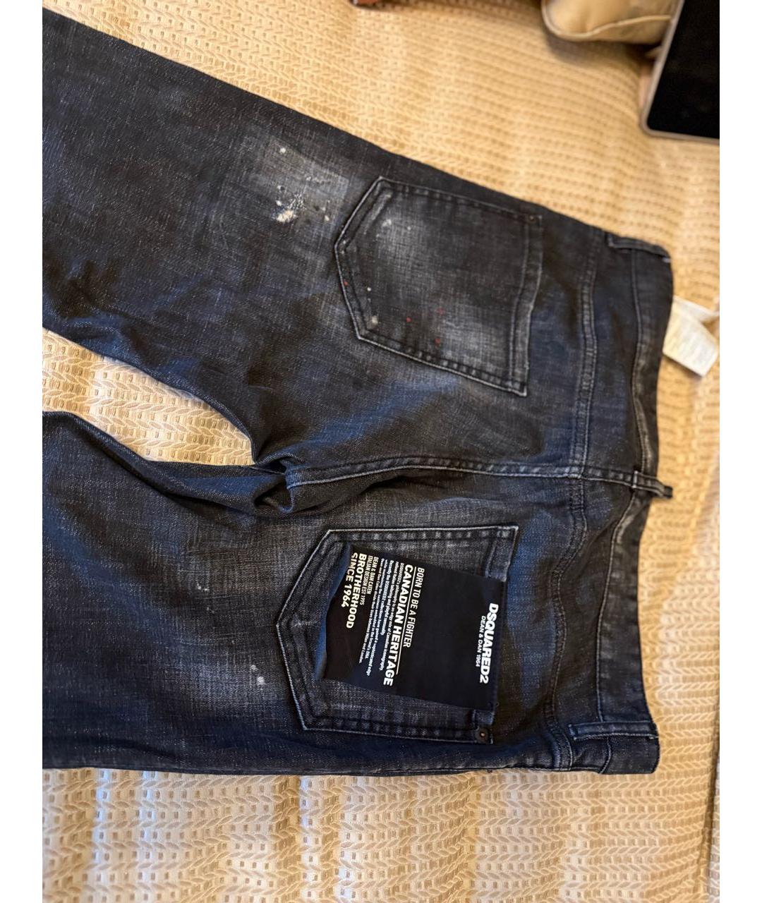DSQUARED2 Черные хлопко-эластановые джинсы скинни, фото 7