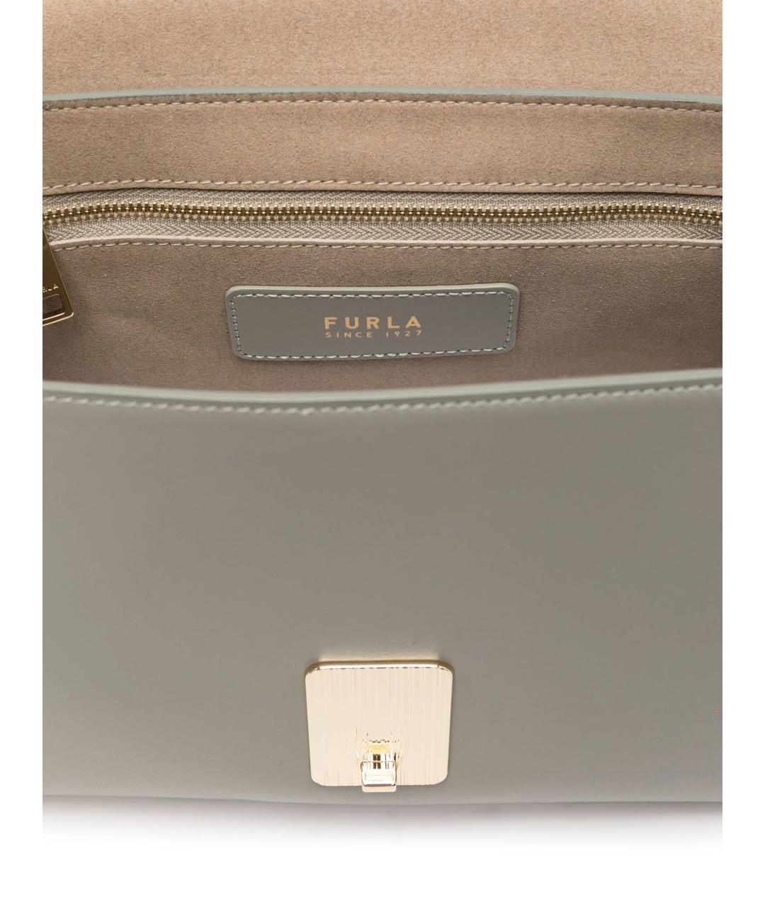 FURLA Серая кожаная сумка через плечо, фото 3
