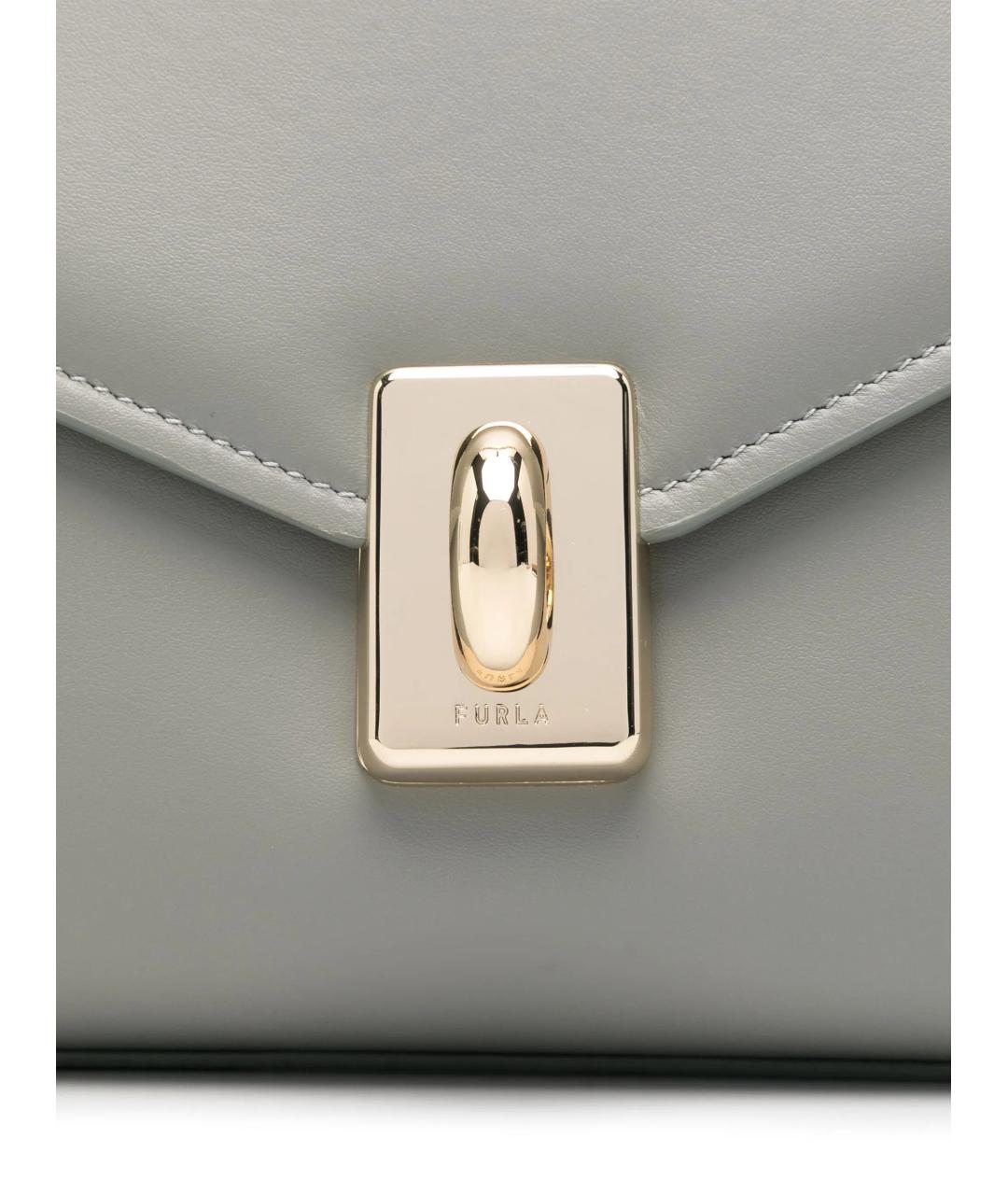 FURLA Серая кожаная сумка через плечо, фото 4