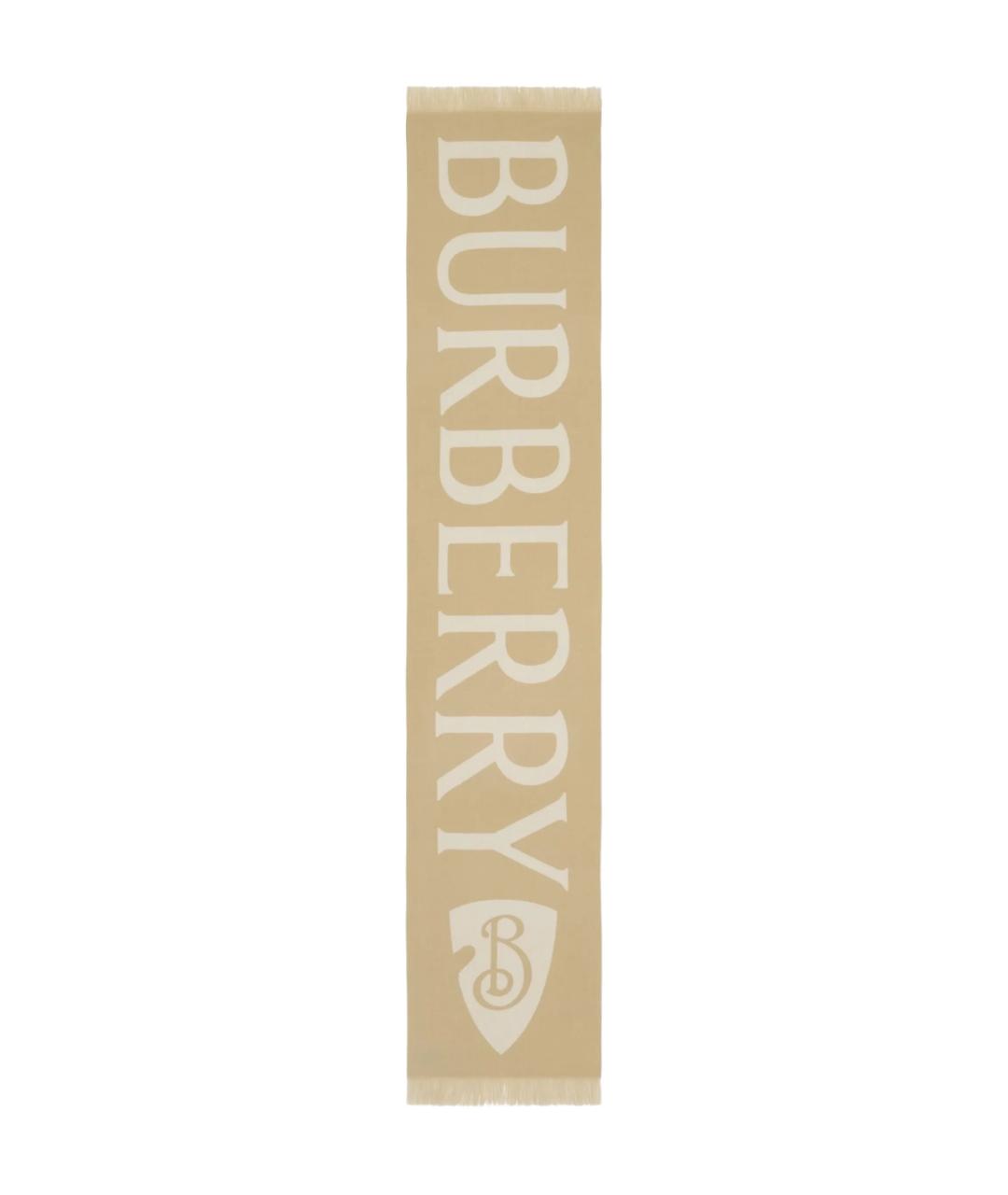 BURBERRY Бежевый шерстяной шарф, фото 2