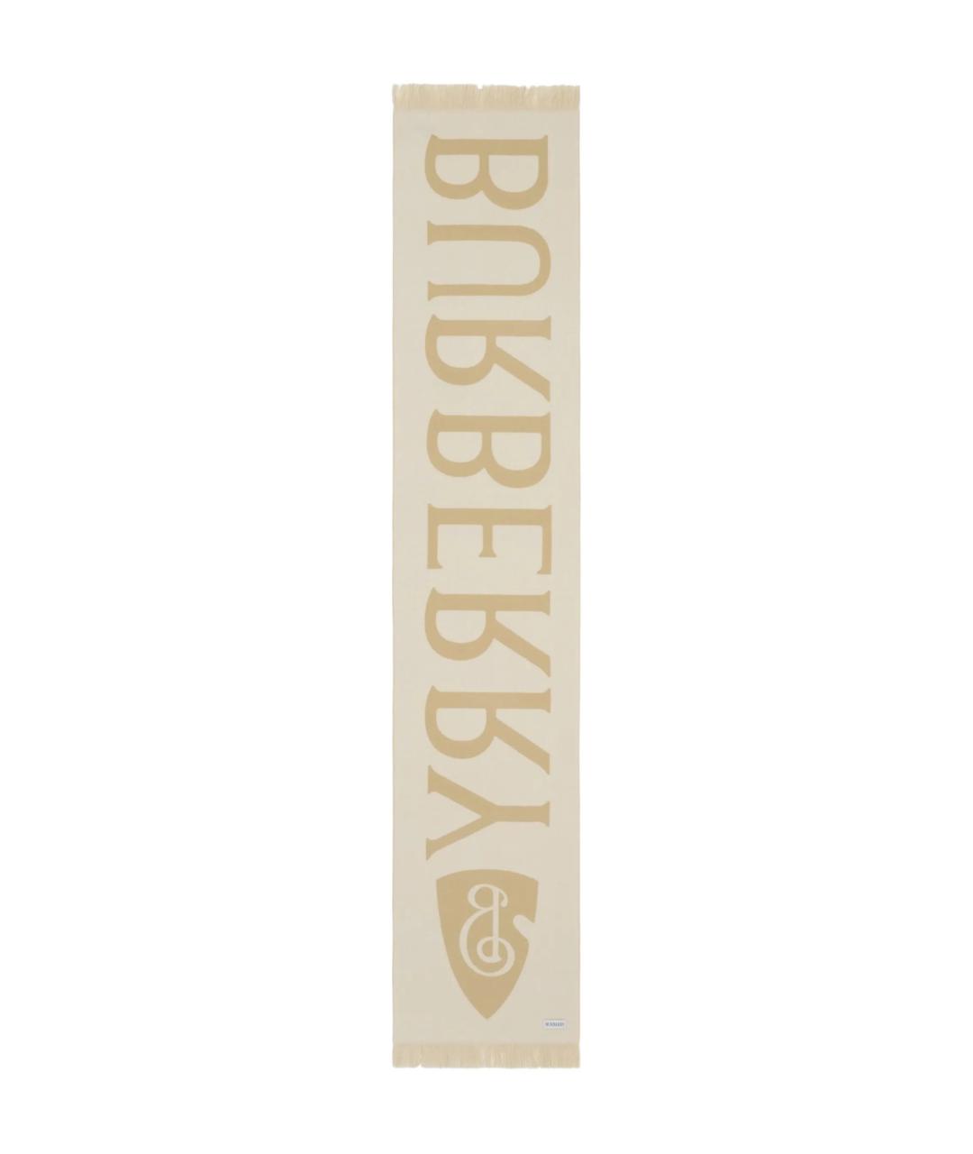 BURBERRY Бежевый шерстяной шарф, фото 3