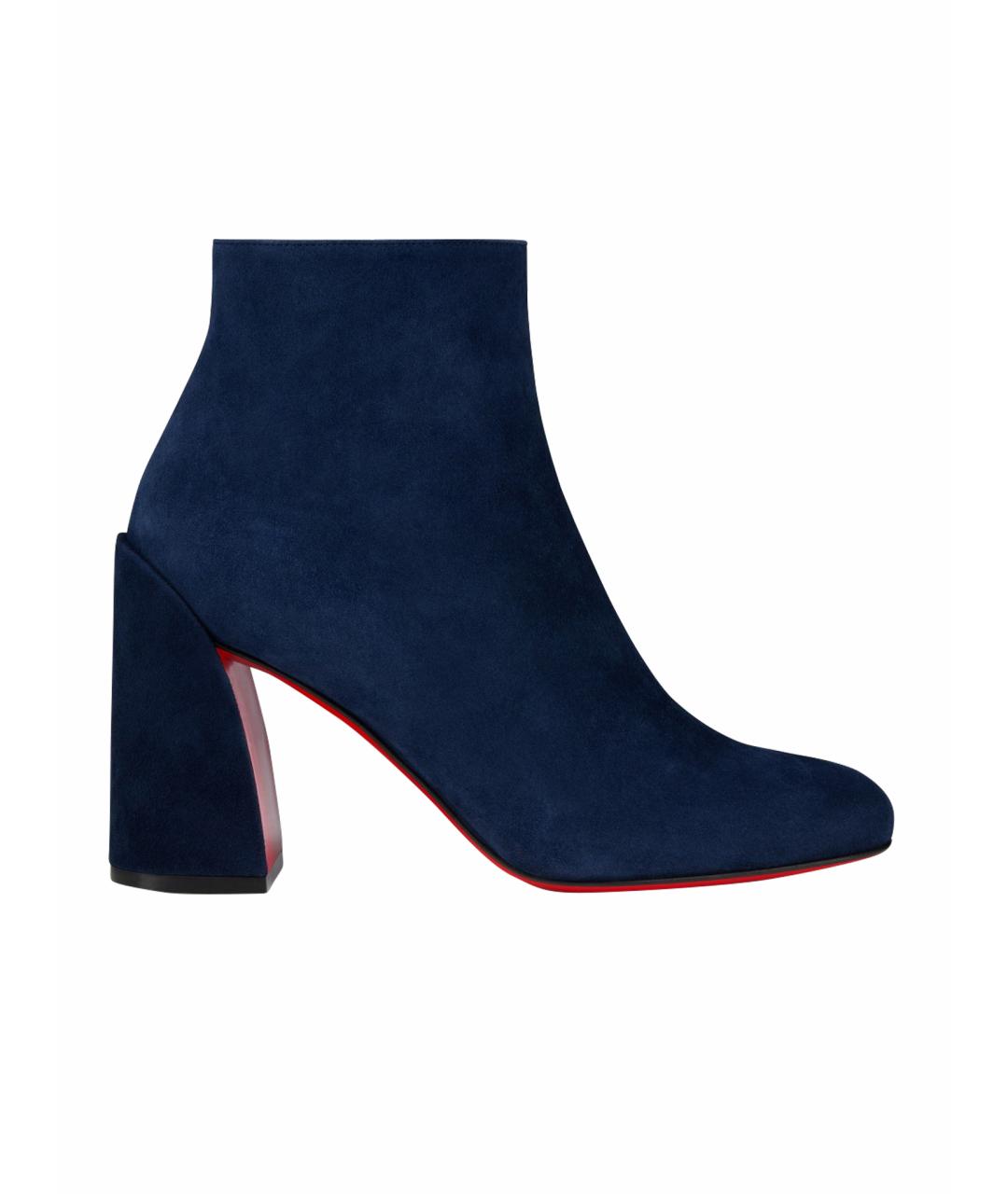 CHRISTIAN LOUBOUTIN Синие замшевые ботильоны, фото 1