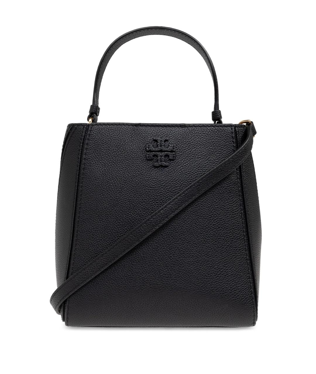 TORY BURCH Черная кожаная сумка с короткими ручками, фото 1