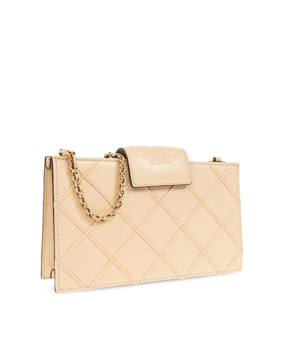 TORY BURCH Бежевый кожаный кошелек, фото 2
