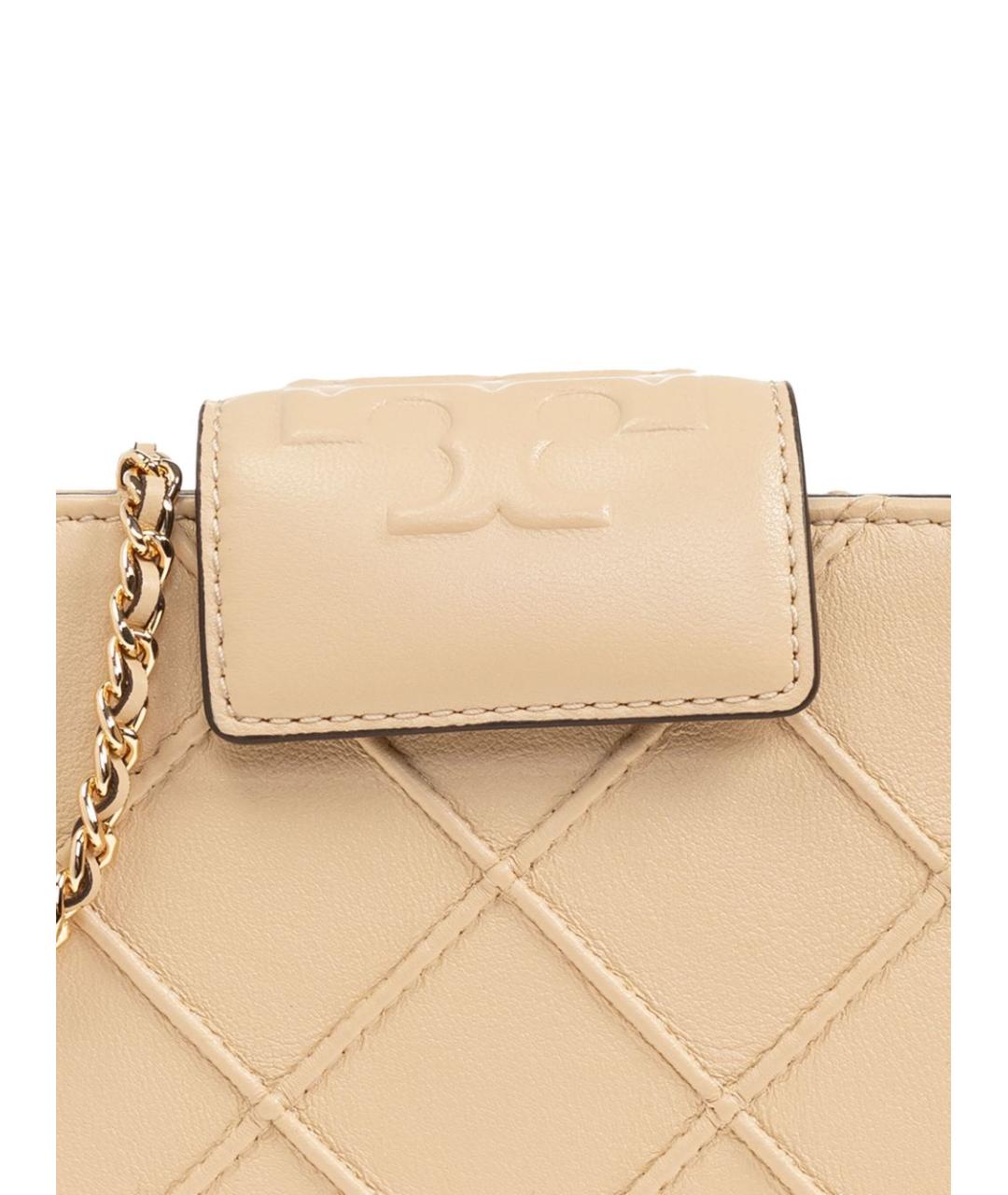 TORY BURCH Бежевый кожаный кошелек, фото 4