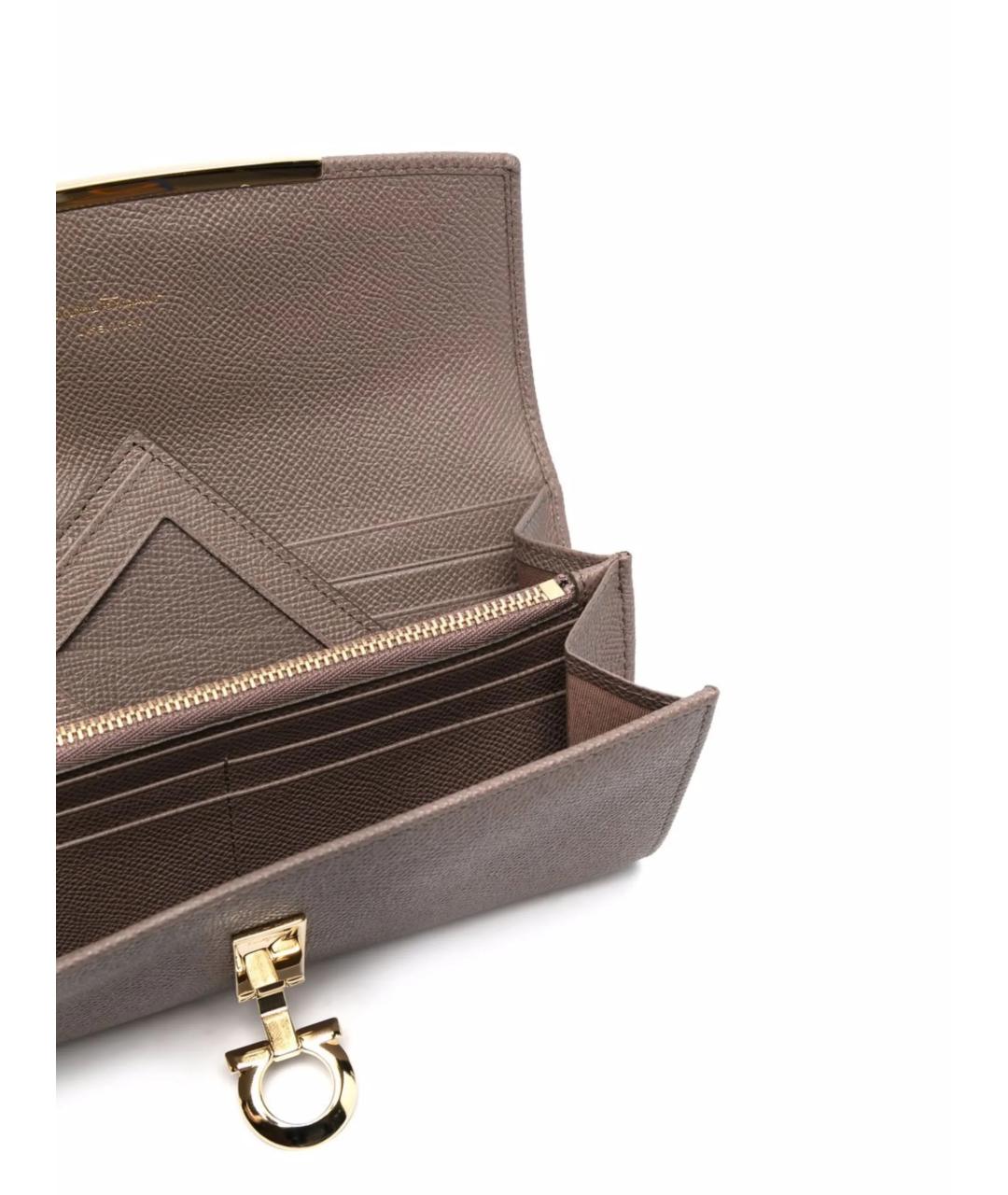 FERRAGAMO Серый кожаный кошелек, фото 3