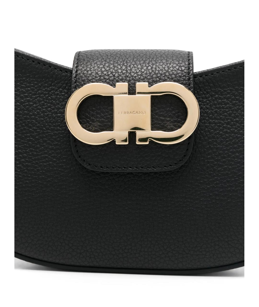 FERRAGAMO Черная кожаная сумка через плечо, фото 3