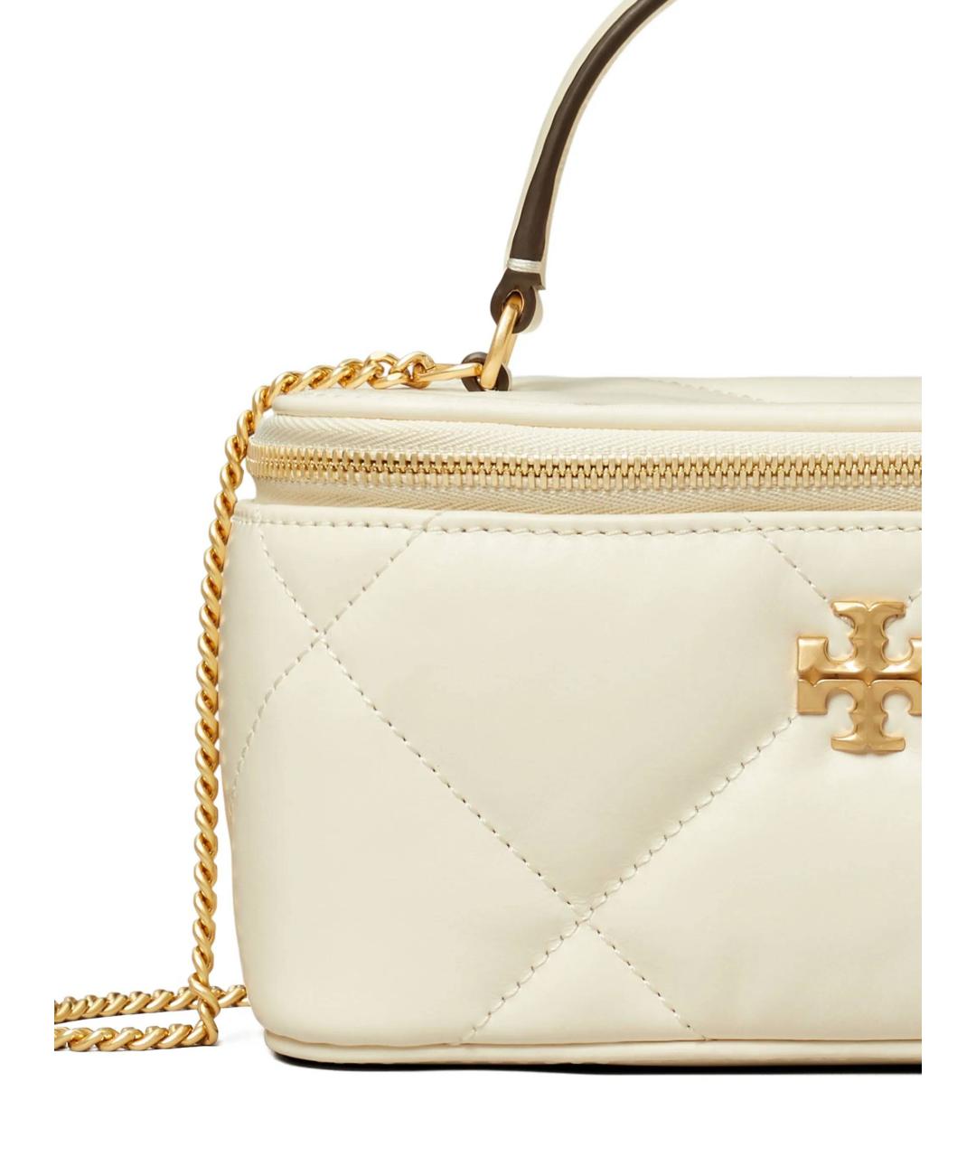 TORY BURCH Бежевая кожаная сумка с короткими ручками, фото 3