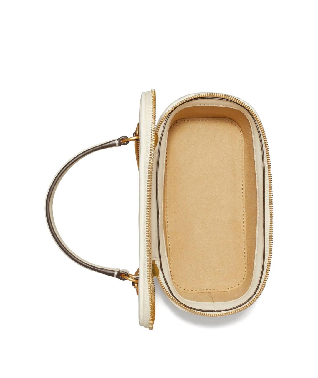TORY BURCH Бежевая кожаная сумка с короткими ручками, фото 4