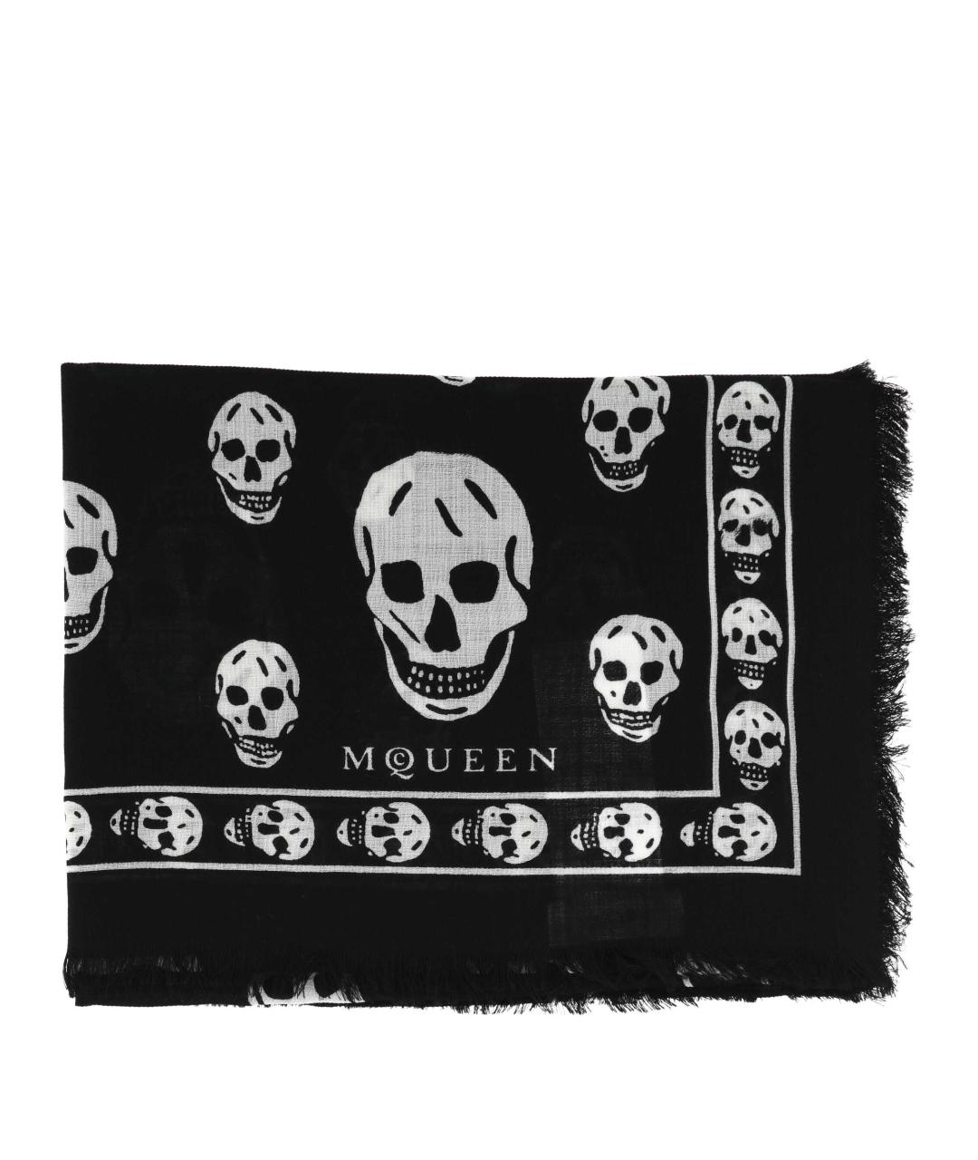 ALEXANDER MCQUEEN Черный шерстяной шарф, фото 1