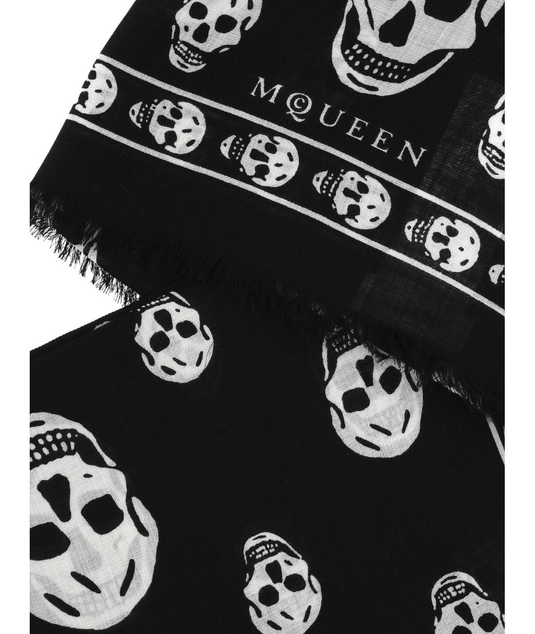ALEXANDER MCQUEEN Черный шерстяной шарф, фото 2