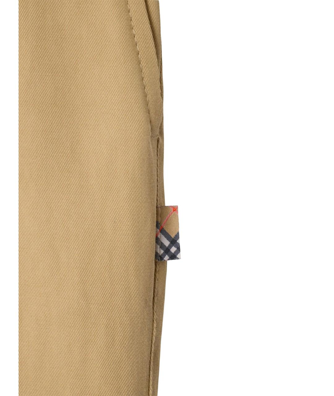 BURBERRY Бежевые хлопковые повседневные брюки, фото 2