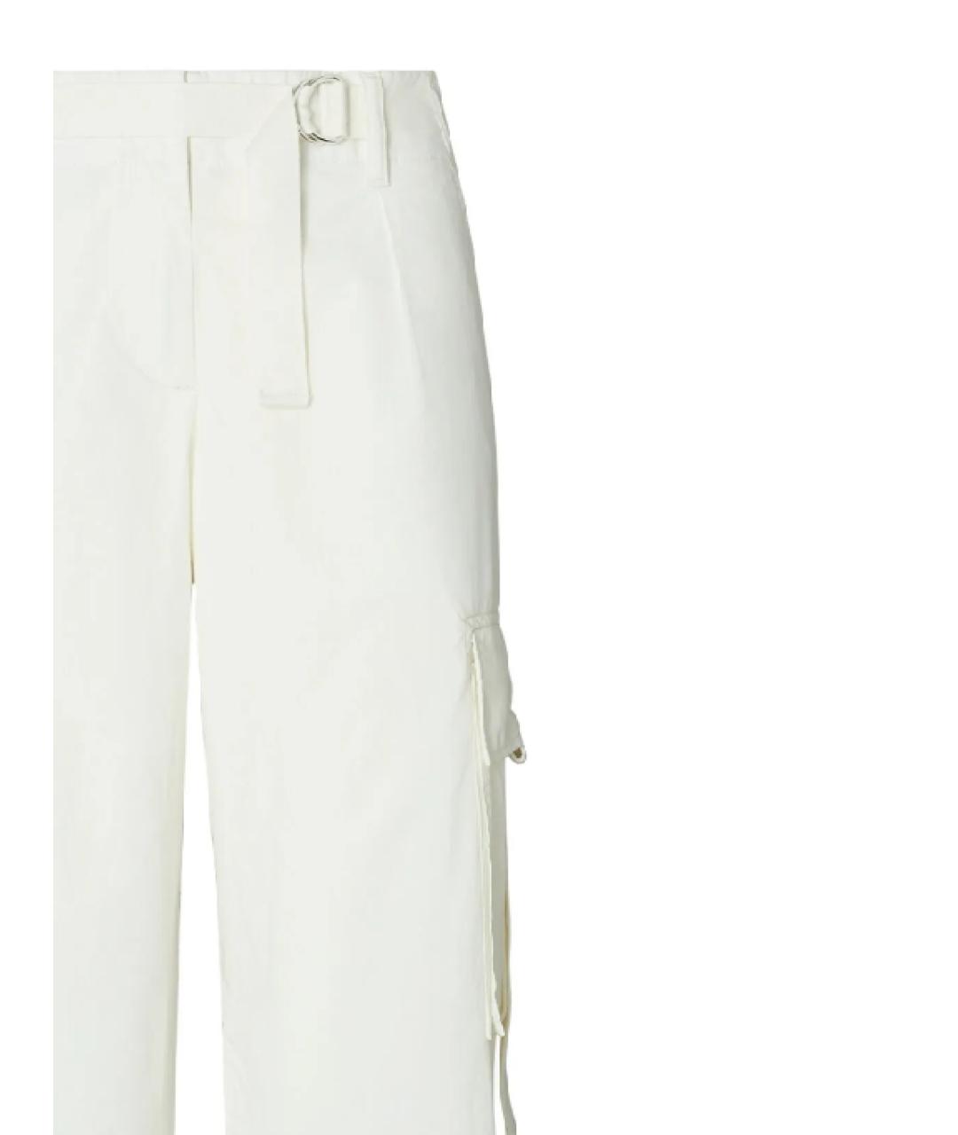 TORY BURCH Белые хлопковые прямые брюки, фото 2
