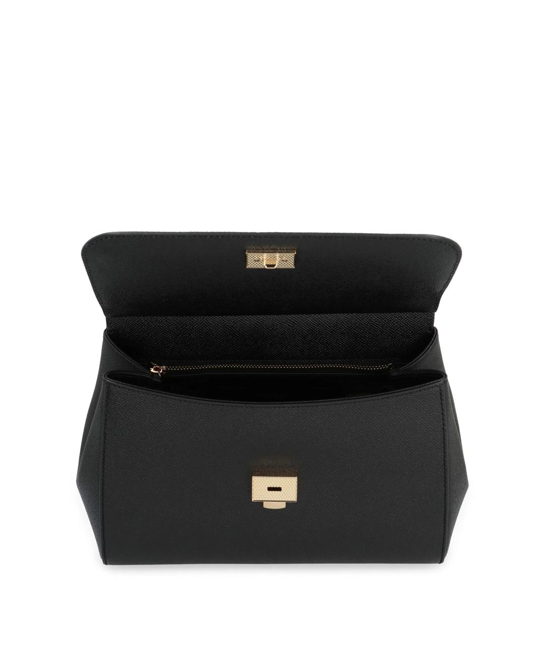DOLCE&GABBANA Черная кожаная сумка с короткими ручками, фото 4