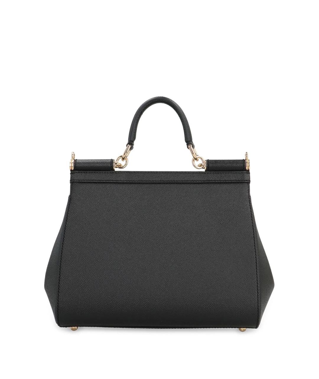 DOLCE&GABBANA Черная кожаная сумка с короткими ручками, фото 3