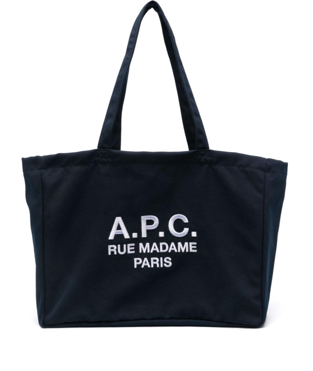 A.P.C. Синяя тканевая сумка тоут, фото 1