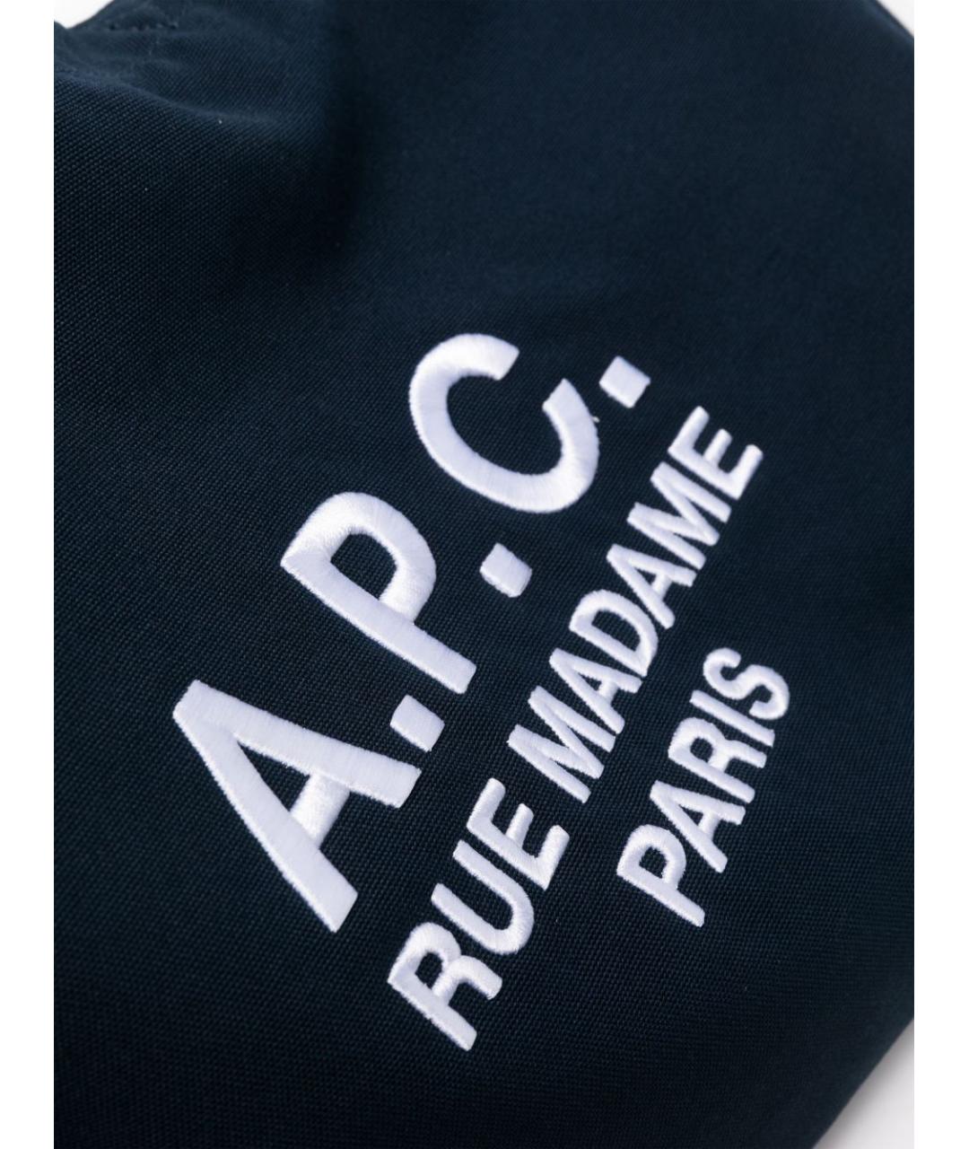 A.P.C. Синяя тканевая сумка тоут, фото 4