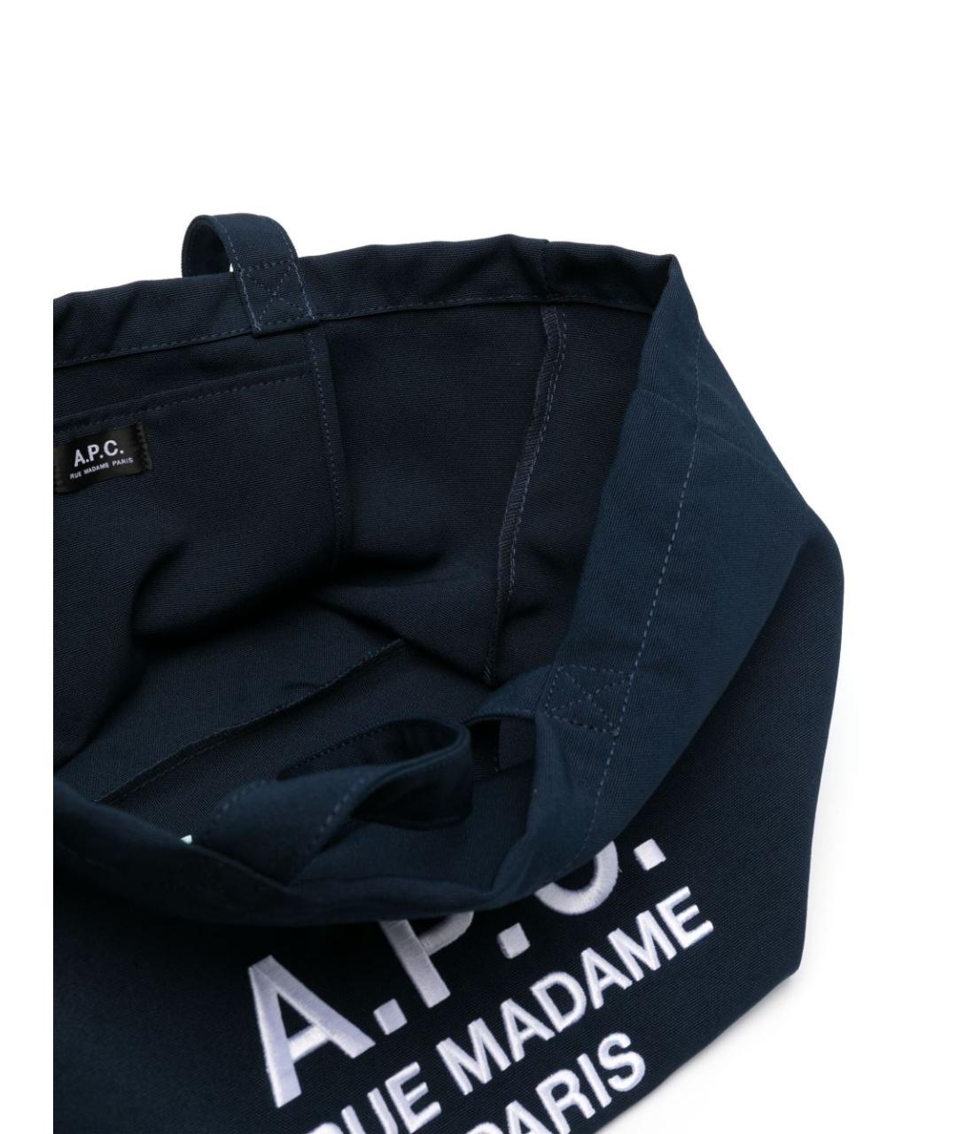 A.P.C. Синяя тканевая сумка тоут, фото 3