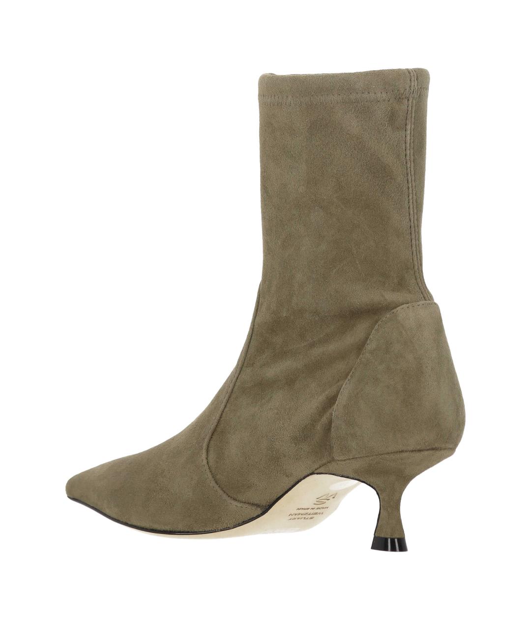 STUART WEITZMAN Хаки замшевые ботильоны, фото 3
