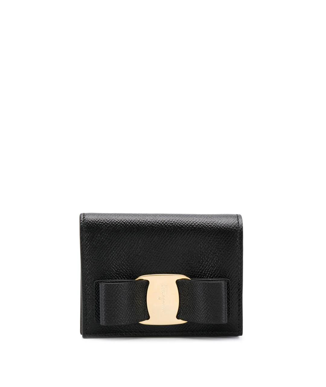 FERRAGAMO Черный кожаный кошелек, фото 1