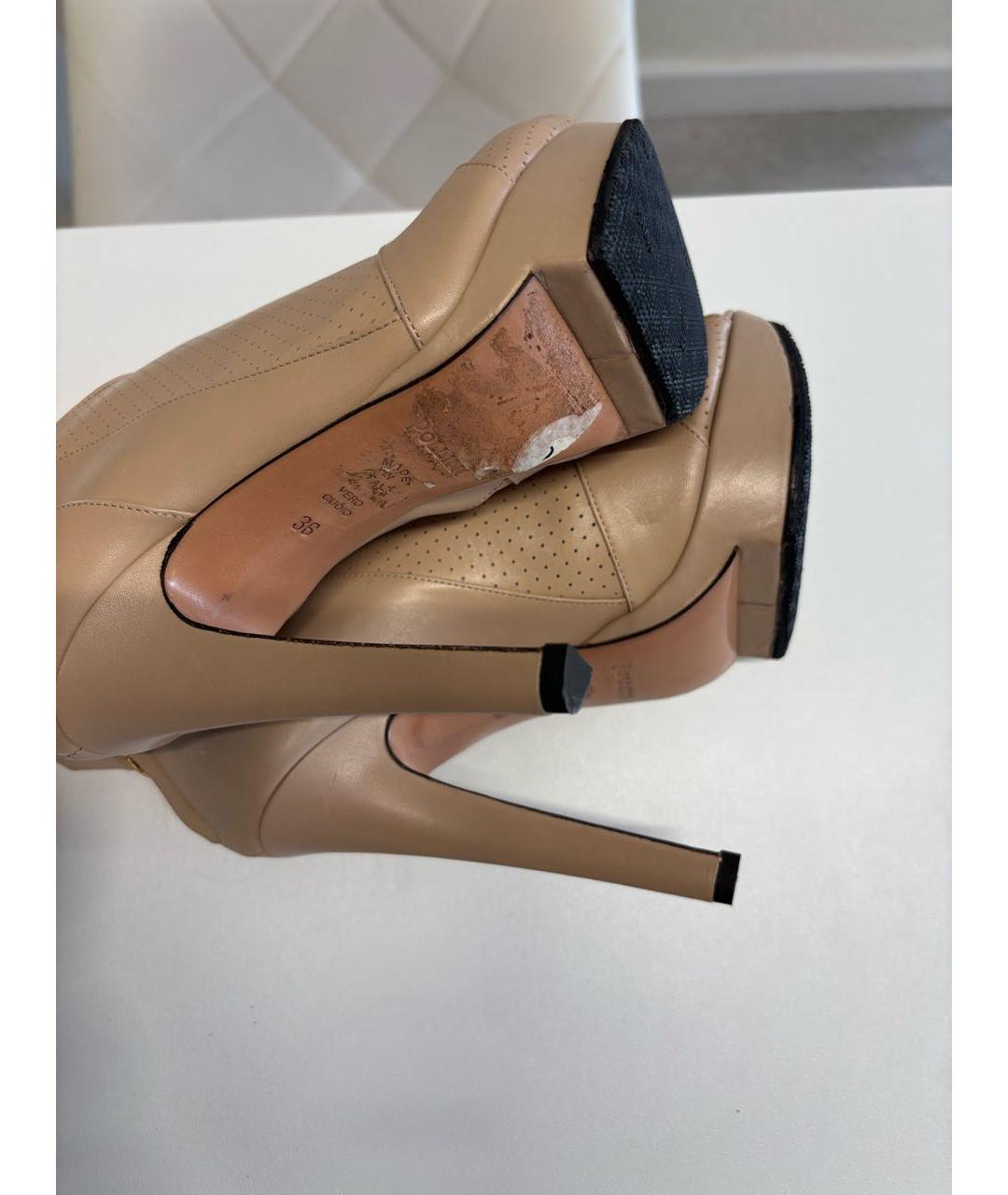 POLLINI Бежевые кожаные босоножки, фото 2
