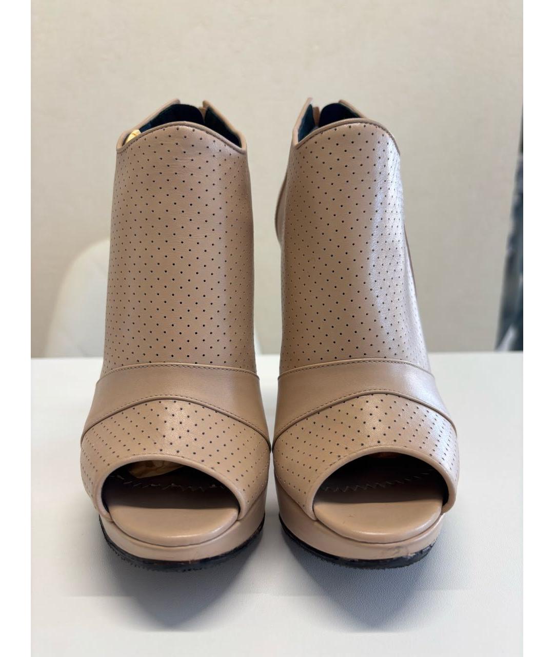POLLINI Бежевые кожаные босоножки, фото 3