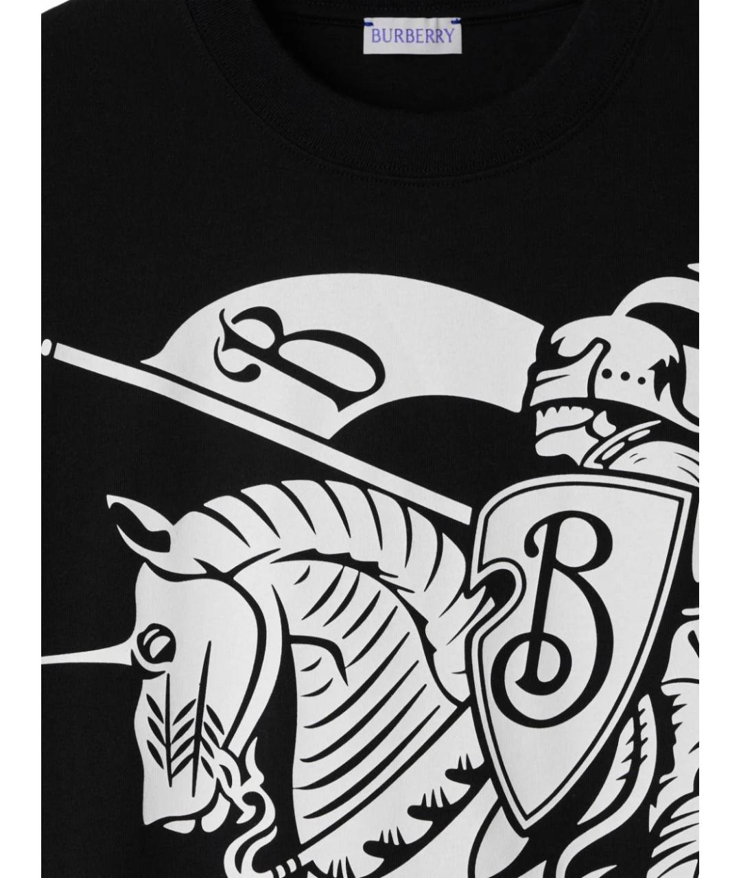 BURBERRY Черная хлопковая футболка, фото 2