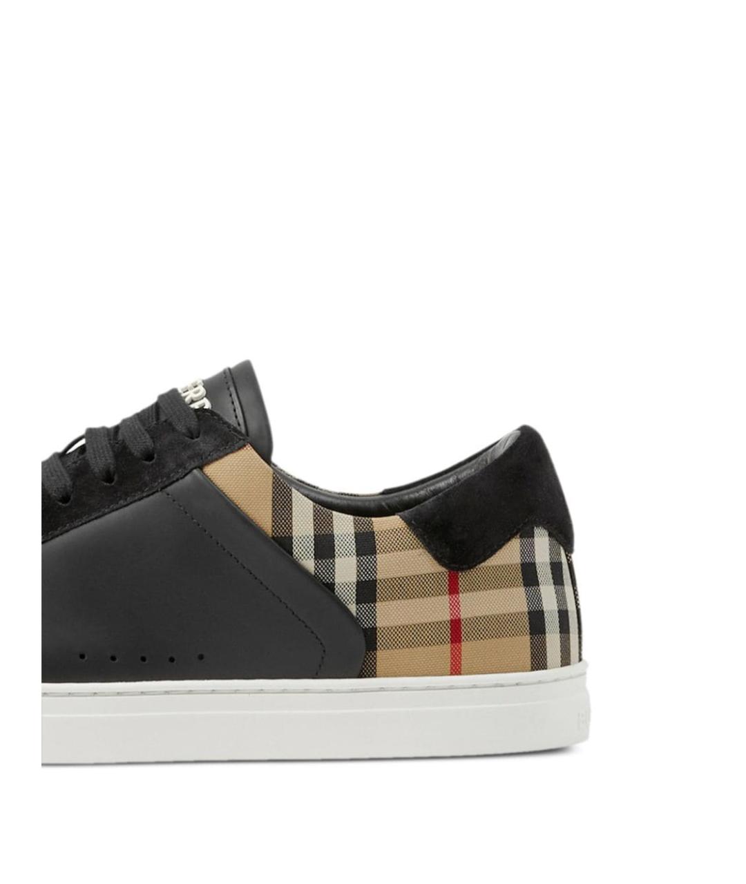 BURBERRY Черные кожаные низкие кроссовки / кеды, фото 4